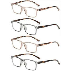 4-Pack 2.0X Stylish Reading Glasses Fashion Frames with Colorful Anti UV/Glare